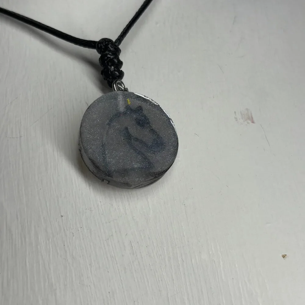 Silver Knight - Handmade Resin Chess Necklace - Picture 4 of 6